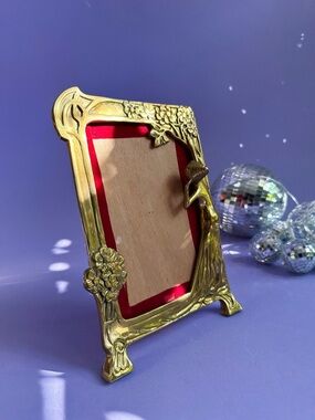 Vintage Art Nouveau Revival Frame Lady by the Lake Brass Solid Heavy